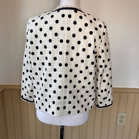J. Crew Spring Jacket in Polka Dot Textured Tweed Size 4 White 100% Cotton NWOT - Picture 3 of 8